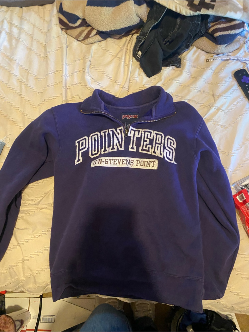 Jansport Purple Hoodie with White Chest Lettering
